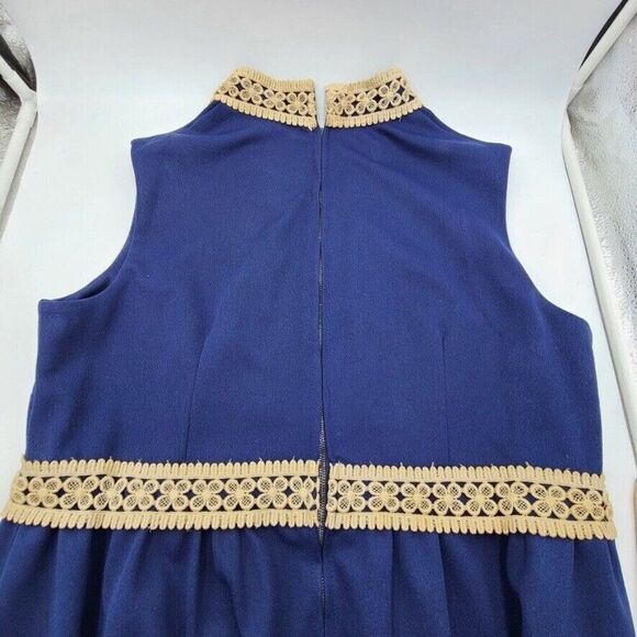 Vintage 60s Elara Knits Hostess Dress Sleeveless Maxi Size XL Blue Lace - Picture 12 of 12